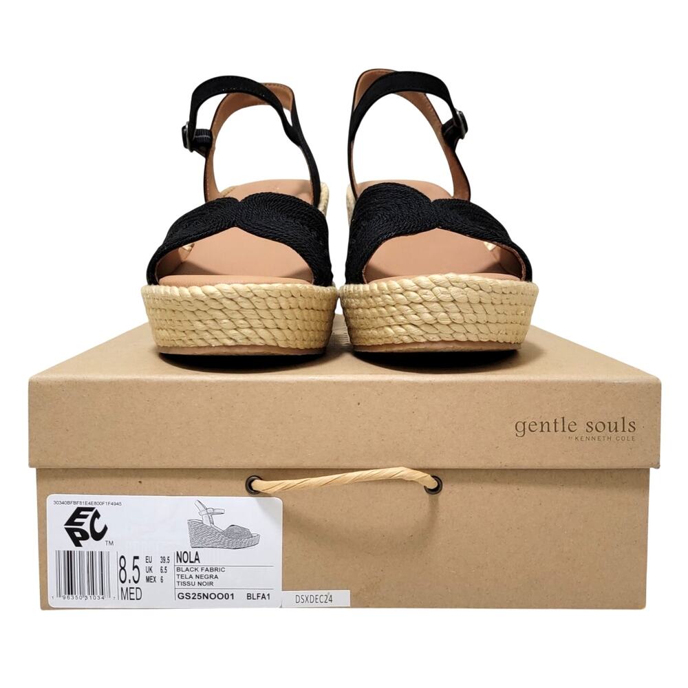 Gentle Souls Ankle Strap Espadrille Platform Sandals Nola Size US 8.5M Black - Picture 5 of 5